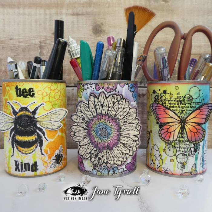 group of upcycled tins